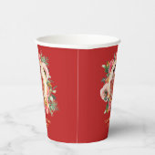 Modernes rosa Blumenkreide chinesisches Hochzeitsf Pappbecher (Rechts)