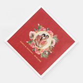 Modernes rosa Blumenkreide chinesisches Hochzeitsf Serviette (Ecke)