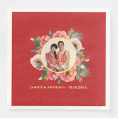 Modernes rosa Blumenkreide chinesisches Hochzeitsf Serviette (Vorderseite)