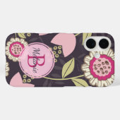 Modernes rosa Blumenmuster Personalisiert Case-Mate iPhone Hülle (Rückseite (Horizontal))