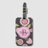 Modernes rosa Blumenmuster Personalisiert Gepäckanhänger (Vorderseite Vertikal)