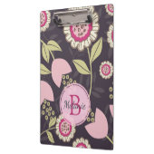 Modernes rosa Blumenmuster Personalisiert Klemmbrett (Links)
