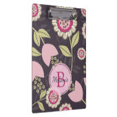 Modernes rosa Blumenmuster Personalisiert Klemmbrett (Rechts)