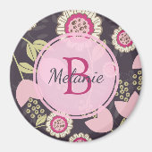 Modernes rosa Blumenmuster Personalisiert Magnet (Vorne)