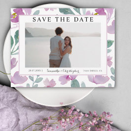 Modernes rosa Blumenmuster Save the Date Postkarte