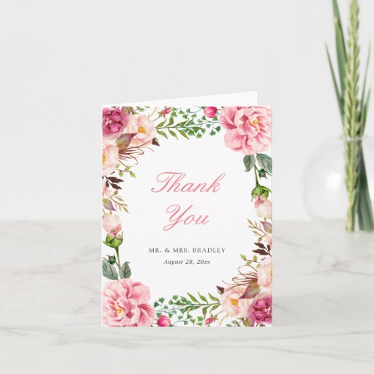 Modernes Rosa Blumenwerk Vielen Dank Dankeskarte (Vorderseite)