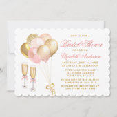 Modernes Rosa Blush Gold Balloons Brautparty Einladung (Vorderseite)