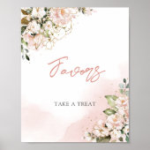 Modernes Rosa Blütengoldblütenzeichen Poster (Vorne)