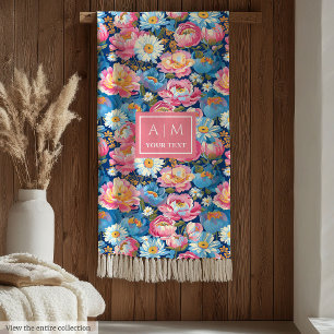 Modernes, rosa, blütenrosa Hochzeitswurf Fleecedecke