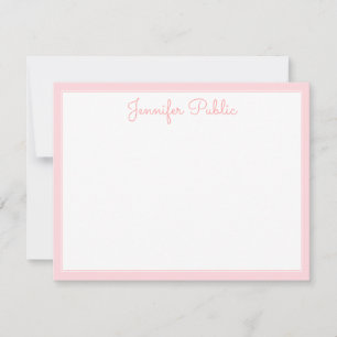 Modernes rosa Border Template handschriftlich Mitteilungskarte