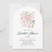 Modernes rosa Bow Coquette Brautparty Einladung (Vorderseite)