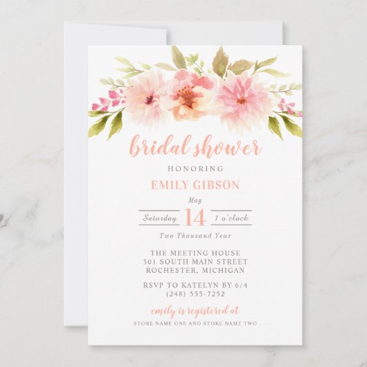 Modernes, rosa Brautparty Einladung (Vorderseite)