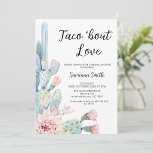 Modernes rosa Cacus Tacus Bout Liebe Brautparty Einladung