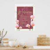 Modernes rosa Calla Lily Wedding Willkommenszeiche Poster (Küche)
