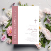 Modernes Rosa Cross Girl Erste Kommune Einladung