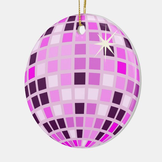 Modernes Rosa Diskothek Ball Keramik Ornament (Links)
