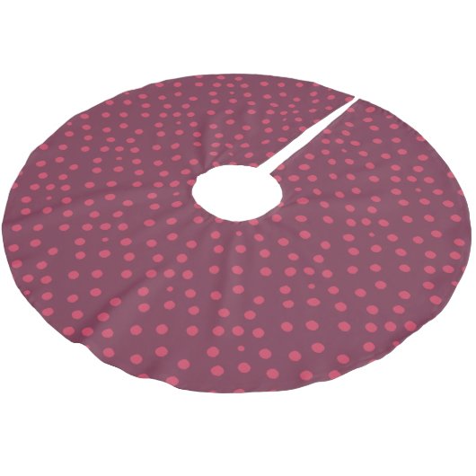 Modernes rosa Dot Print Polyester Weihnachtsbaumdecke (Schrägansicht)