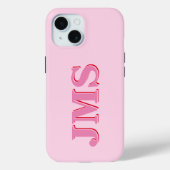 Modernes rosa, dreimal buchstabiges Monogramm Case-Mate iPhone Hülle (Rückseite)