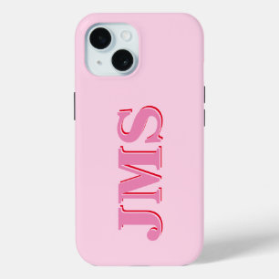 Modernes rosa, dreimal buchstabiges Monogramm Case-Mate iPhone Hülle
