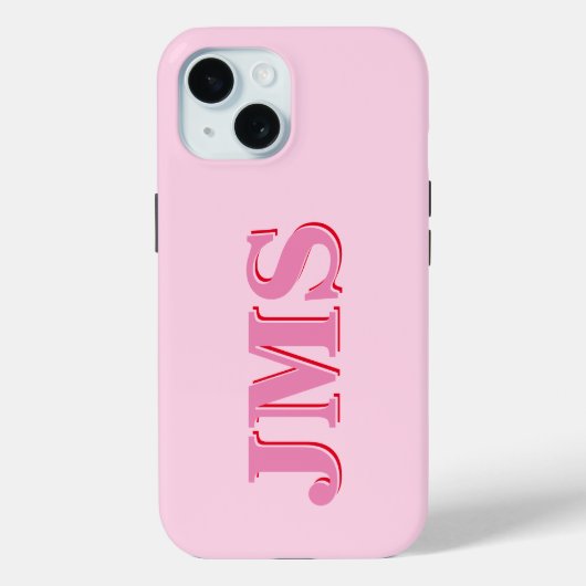 Modernes rosa, dreimal buchstabiges Monogramm Case-Mate iPhone Hülle (Rückseite)