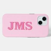 Modernes rosa, dreimal buchstabiges Monogramm Case-Mate iPhone Hülle (Rückseite (Horizontal))