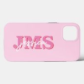 Modernes rosa, dreimal buchstabiges Monogramm Case-Mate iPhone Hülle (Rückseite (Horizontal))