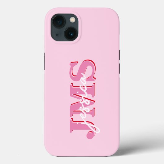 Modernes rosa, dreimal buchstabiges Monogramm Case-Mate iPhone Hülle (Rückseite)