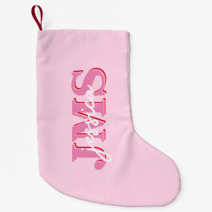 Modernes rosa, dreimal buchstabiges Monogramm Kleiner Weihnachtsstrumpf