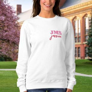 Modernes rosa, dreimal buchstabiges Monogramm Sweatshirt