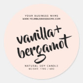 Modernes, rosa Duftkerzenlabel Runder Aufkleber (Vorderseite)