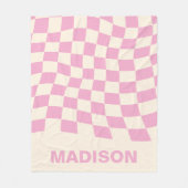 Modernes rosa dunkles Muster Monogramm Fleecedecke (Vorderseite)