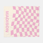 Modernes rosa dunkles Muster Monogramm Fleecedecke (Vorderseite (Horizontal))