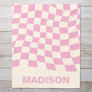 Modernes rosa dunkles Muster Monogramm Fleecedecke