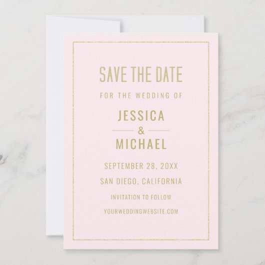 Modernes Rosa Elegant Einfach Minimalistisch Save The Date (Vorderseite)