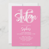 Modernes Rosa Elegant zum 16. Geburtstag Einladung (Vorderseite)