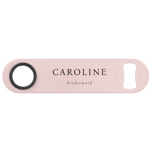 Modernes Rosa Elegante Bridesmaid Speed Flaschenöffner (Rückseite Horizontal)