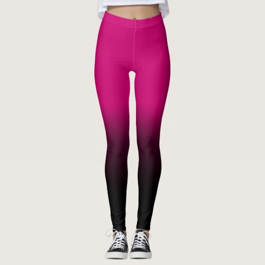 Modernes Rosa, elegante schwarze Leggings (Vorderseite)