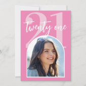 Modernes Rosa Elegantes Foto 21. Geburtstag Einladung (Vorderseite)