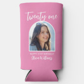 Modernes Rosa Elegantes Foto 21. Geburtstag Selters Dosenkühler (Vorderseite)
