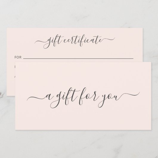 Modernes Rosa Elegantes Geschenkgutschein (Vorne/Hinten)