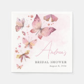 Modernes Rosa Er gibt mir Schmetterlinge Brautpart Serviette (Vorderseite)