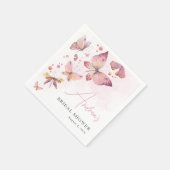 Modernes Rosa Er gibt mir Schmetterlinge Brautpart Serviette (Ecke)