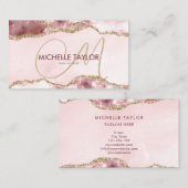 Modernes, rosa-farbenes Agate-Chic Modernes Monogr Visitenkarte (Vorne/Hinten)