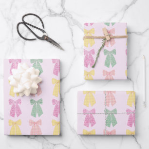 Modernes, rosa Farbtupfer Coquette Haare Muster Geschenkpapier Set