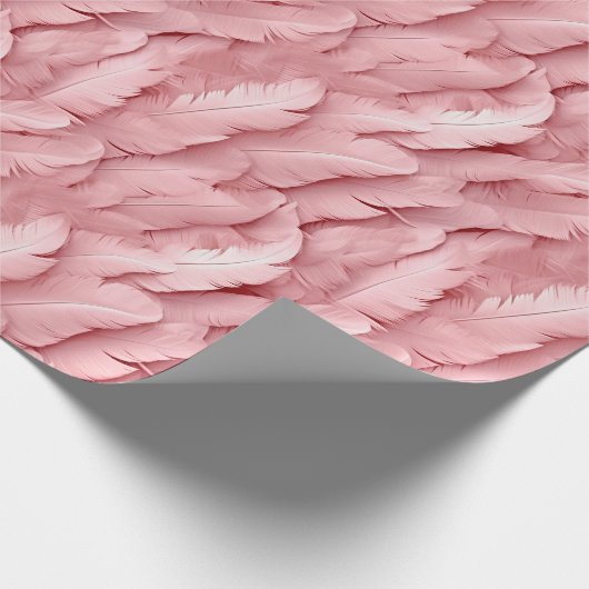 Modernes, rosa Federn Muster Geschenkpapier (Ecke)