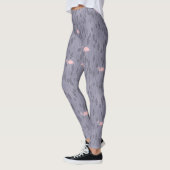 Modernes rosa Flamingo Dark Lila Blüte Gemustert Leggings (Links)