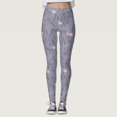Modernes rosa Flamingo Dark Lila Blüte Gemustert Leggings (Vorderseite)