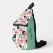 Modernes rosa Flamingo Geometric Girly Chic Muster Crossbody Bag (Rechte Ecke)