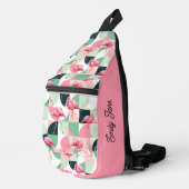 Modernes rosa Flamingo Geometric Girly Chic Muster Crossbody Bag (Rechte Ecke)