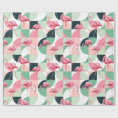 Modernes rosa Flamingo Geometric Girly Chic Muster Geschenkpapier (Flach)